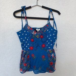 Anthroplogie blue flower top NWT